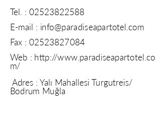 Turgutreis Paradise Apart Otel iletiim bilgileri